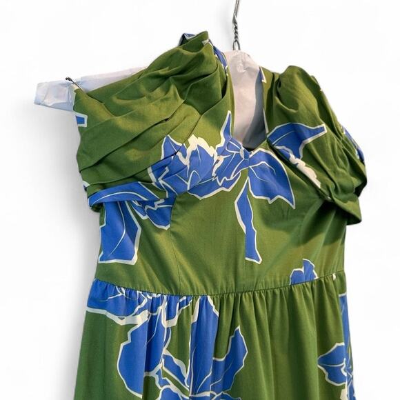 Hutch Joslin Green Blue Floral Halter Maxi Dress Size 4 - Picture 4 of 12